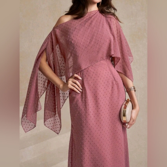 Amorya Women's New Fashion Elegant Long Chiffon Jacquard Party Dress, Suitable - Picture 1 of 4